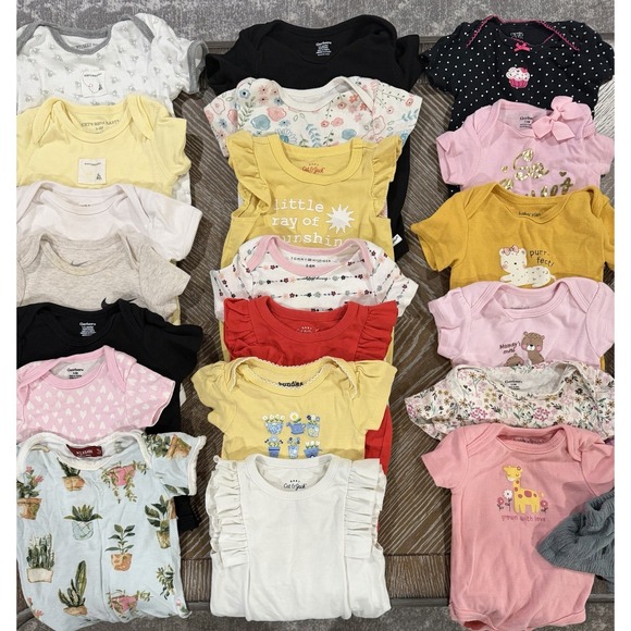 Baby Girl Clothing Lot 30+ Size 3-6 Months Body Suit, Pants, Shorts Mixed Brands - Picture 2 of 3